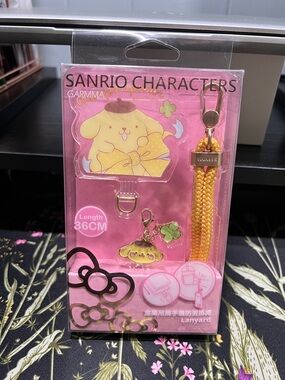 BN Sanrio Pompompurin GARMMA woven mobile phone anti-lost Lanyard Set with Charm